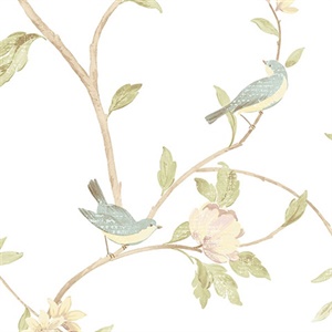 Floral Bird Sidewall Wallpaper