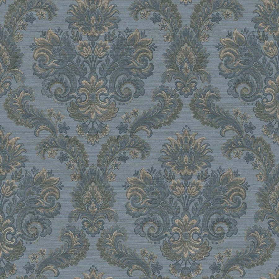 Floral Damask Blue Wallpaper