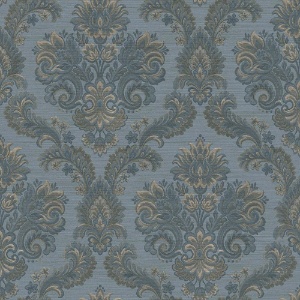 Floral Damask Blue Wallpaper