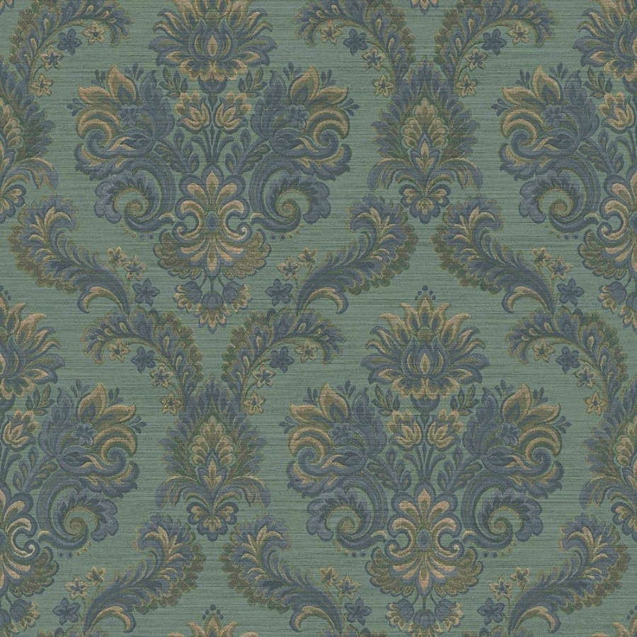 Floral Damask Green Wallpaper