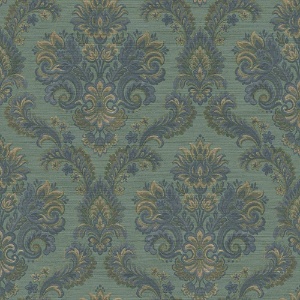 Floral Damask Green Wallpaper