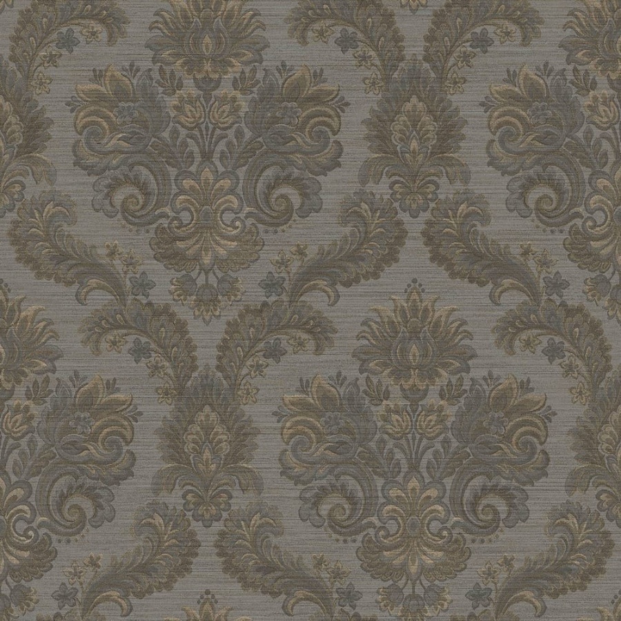 Floral Damask Silver Grey Wallpaper