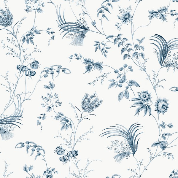 Floral Lace Navy Wallpaper