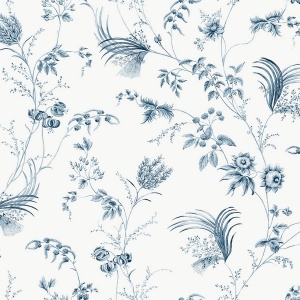 Floral Lace Navy Wallpaper