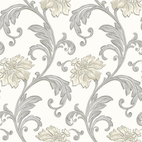 Floral Scroll Wallpaper