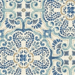 Florentine Blue Tile Wallpaper