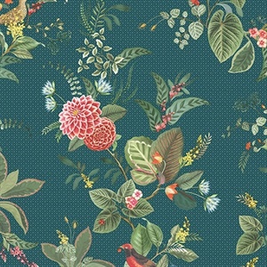 Floris Teal Woodland Floral Wallpaper