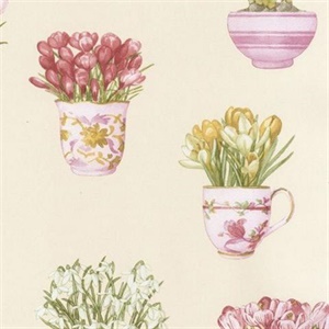 Printemps Tea Cups Wallpaper