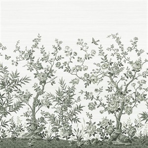Forest Chinoiserie Sage Green Wall Mural