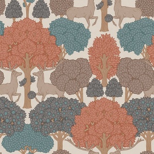Forest of Arden Apricot Deer Wallpaper