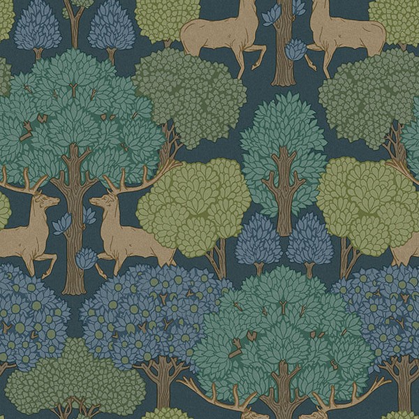 Forest of Arden Blue Deer Wallpaper