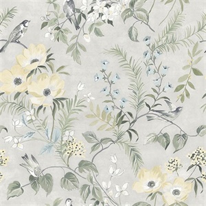 Frederique Grey Bloom Wallpaper