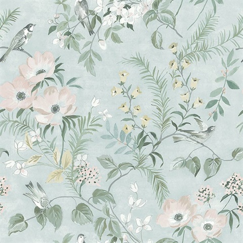 Frederique Mint Floral Wallpaper