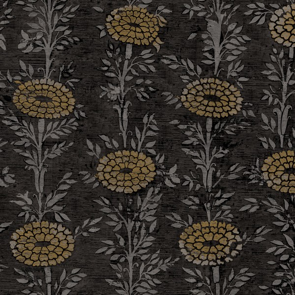 French Marigold Black & Gold Wallpaper