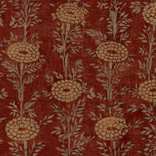 French Marigold Red & Gold Wallpaper