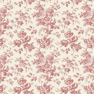 French Red Anemone Toile Wallpaper