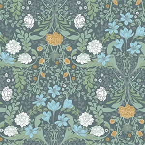 Froso Turquoise Garden Damask Wallpaper