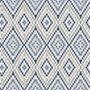 Ganado Navy Geometric Ikat Wallpaper