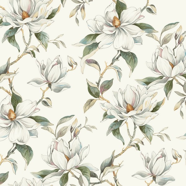 Garden Jewels White Wallpaper