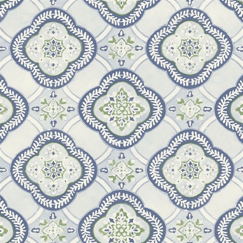 Garden Trellis Cobalt Wallpaper