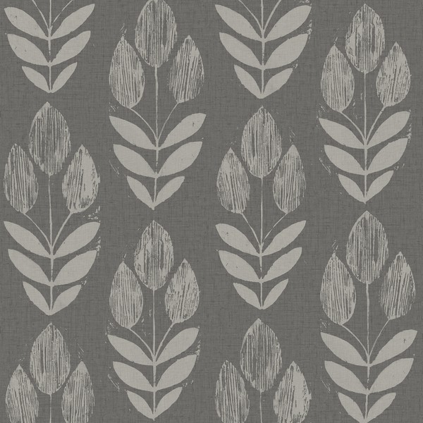 Garland Charcoal Block Tulip Wallpaper