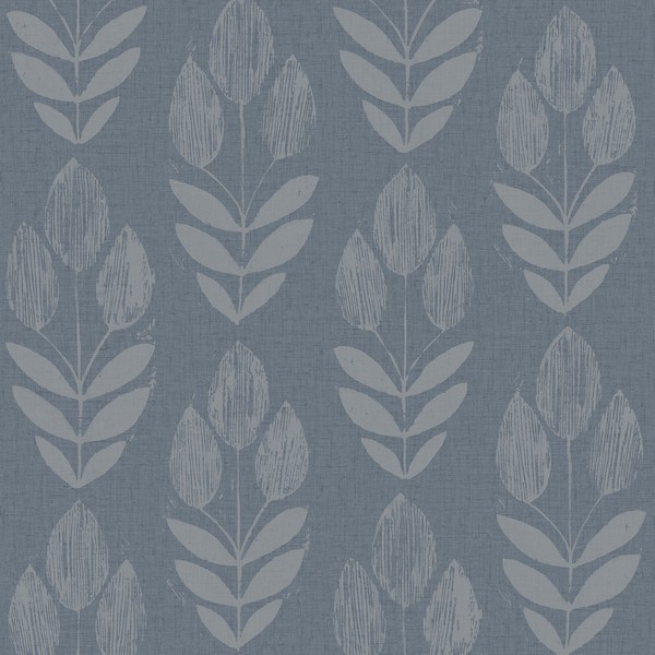 Garland Denim Block Tulip Wallpaper