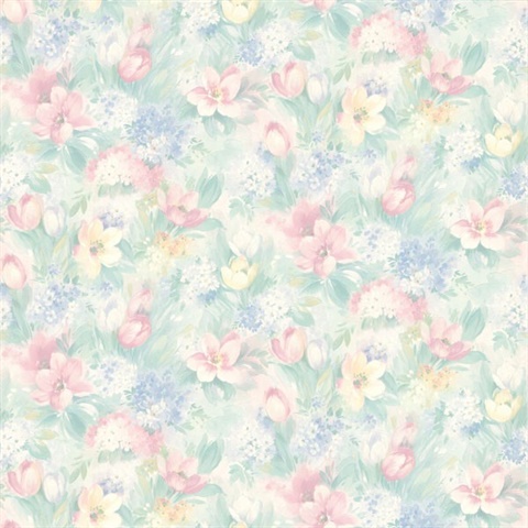 Georgia Pastel Floral Motif Wallpaper
