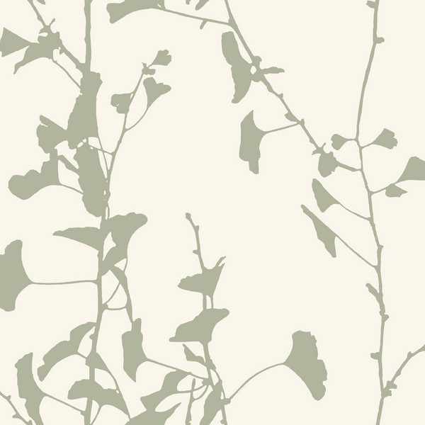 Ginkgo Silhouette Sage Cork Wallpaper