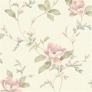 Glenville Cream Floral Scroll Wallpaper