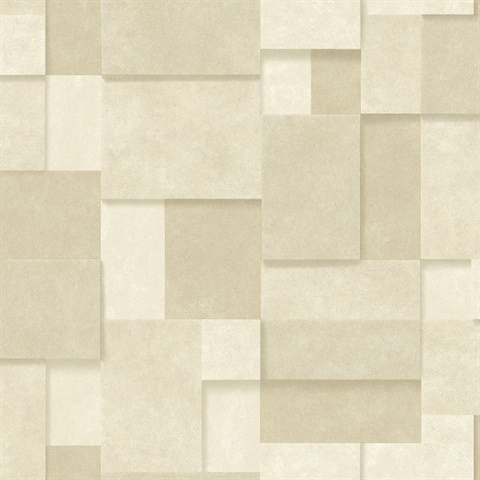 Duchamp Wheat Metallic Squares Wallpaper