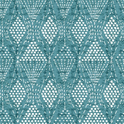 Grady Teal Dotted Geometric Wallpaper