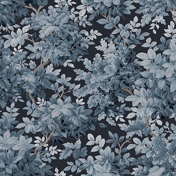 Greenwood Dark Blue Deciduous Wallpaper