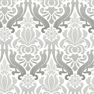 Grey Nouveau Damask Peel & Stick Wallpaper