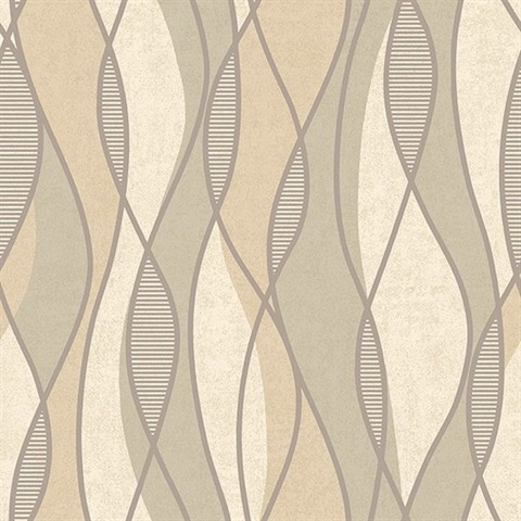 Gyro Beige Swirl Geometric Wallpaper