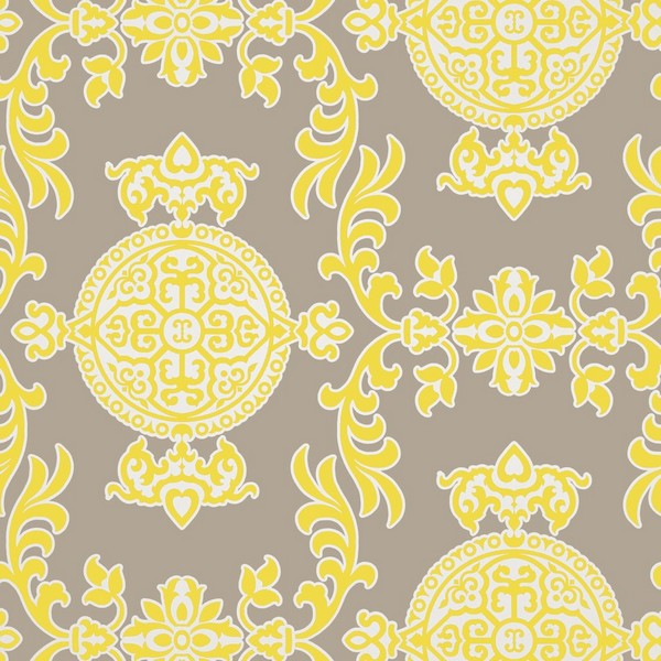 Halie Grey and Lemon Wallpaper