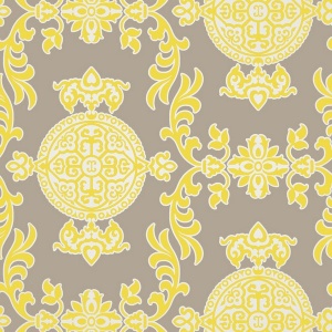 Halie Grey and Lemon Wallpaper