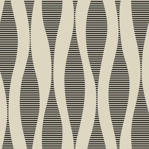 Harmony Ikat Waves Latte & Metallic Black Wallpaper