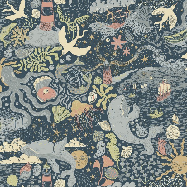 Havet Dark Blue Wallpaper