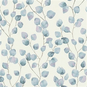 Hedera Blue Painterly Vine Wallpaper