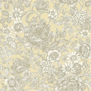 Hedgerow Light Yellow Floral Trails Wallpaper