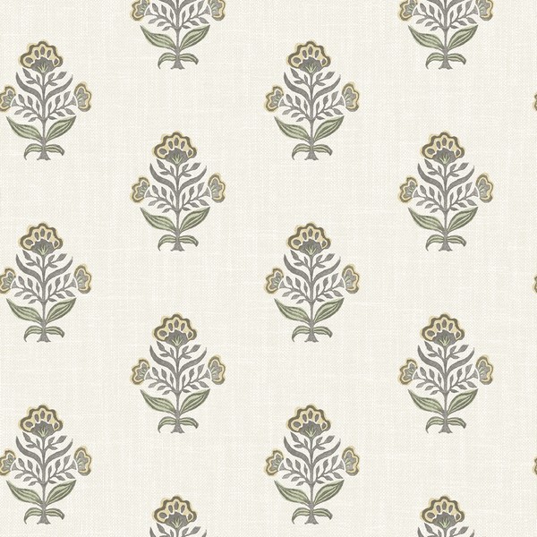 Hollyhock Honey Floral Crest Wallpaper