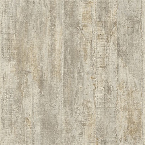 Huck Taupe Weathered Wood Plank Wallpaper