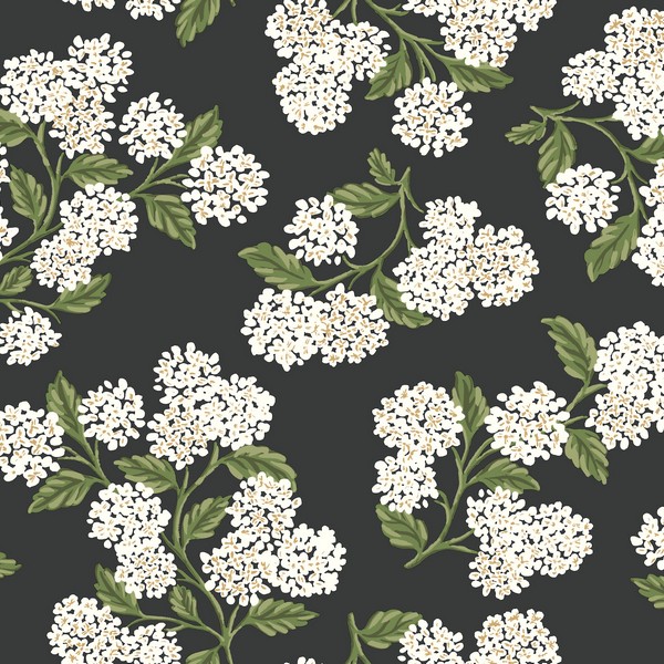 Hydrangea Black & White Peel & Stick Wallpaper