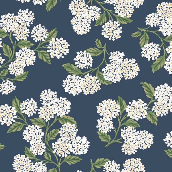 Hydrangea Navy & White Peel & Stick Wallpaper