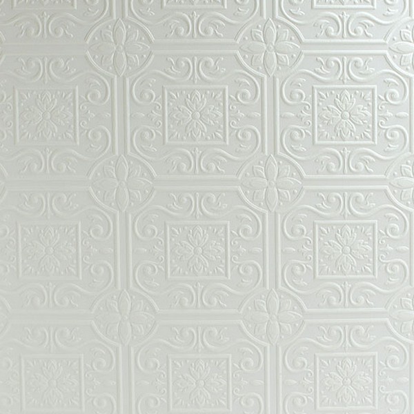 Ibold White Tin Ceiling Scroll Paintable Wallpaper