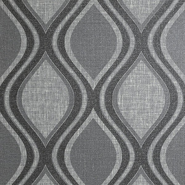 Ignatius Charcoal Ogee Wallpaper