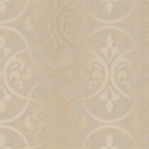 Interlude Taupe Ogee Wallpaper