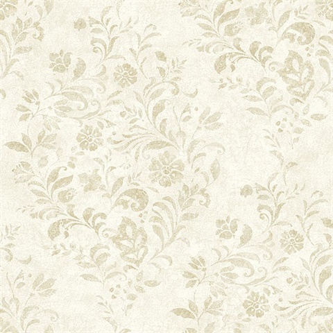 Isidore Wheat Scroll Wallpaper
