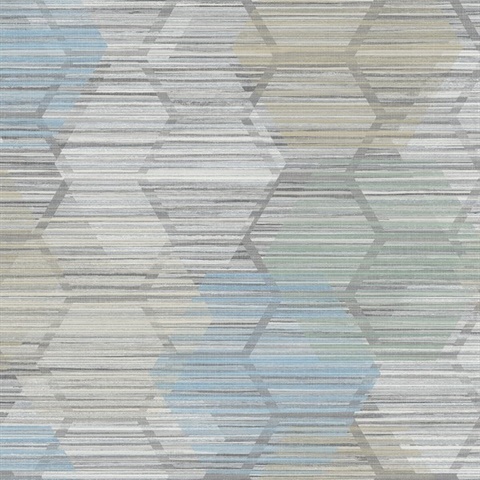 Jabari Light Blue Geometric Faux Grasscloth Wallpaper