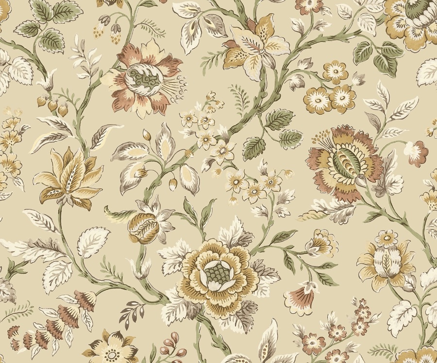Jacobean Floral Trail Latte Peel & Stick Wallpaper